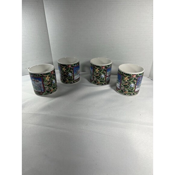 Vintage Sakura Christmas Scene Mugs by Sue Zipkin – Set of 4 (1995) - Picture 13 of 15